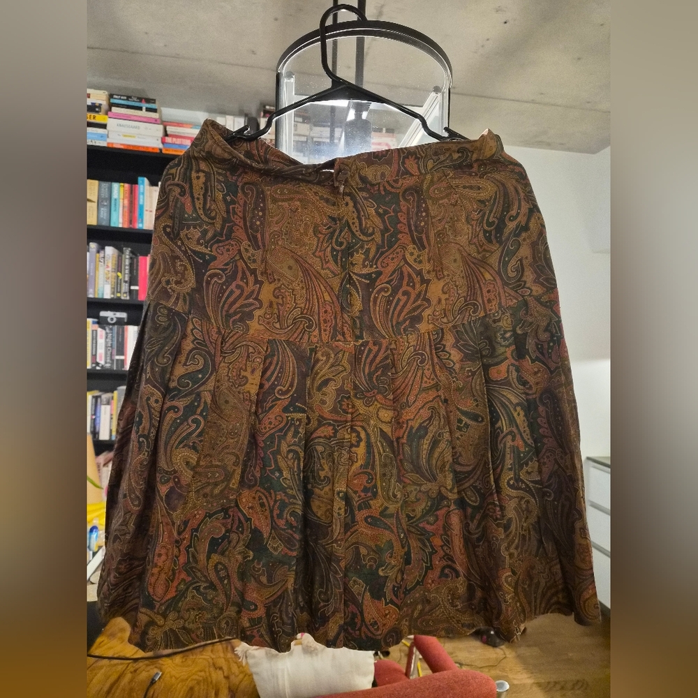 Vintage Ellen Fog Paisley Midi Skirt